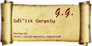 Gálik Gergely névjegykártya